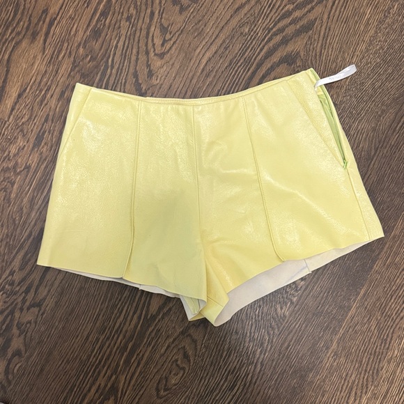 DROMe lime yellow leather hot shorts Small - Picture 1 of 5